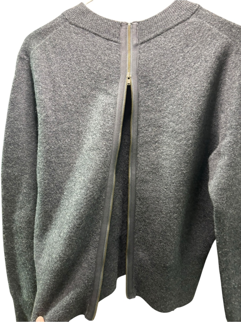 J. Crew Women’s Classic Crewneck Wool Sweater Dark Gray Back Zipper Size Small - Picture 6 of 6